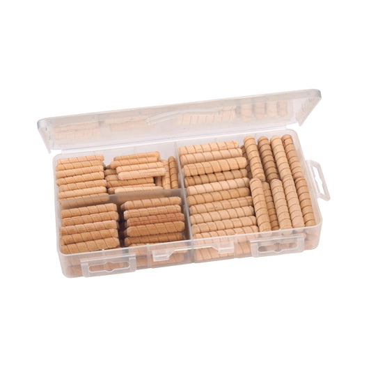 Spiral Groove Wood Dowel Pins - Assorted - 120 Piece